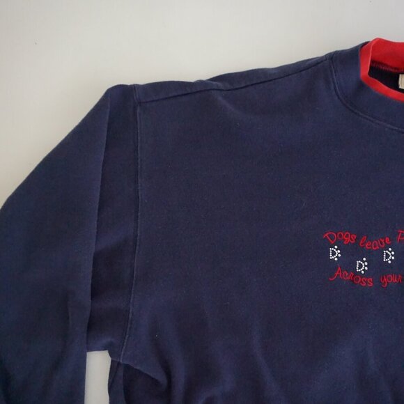 Vintage M&C Sportswear Navy Red Embroidered Puppy Love Crewneck Sweater 2X - Picture 9 of 13